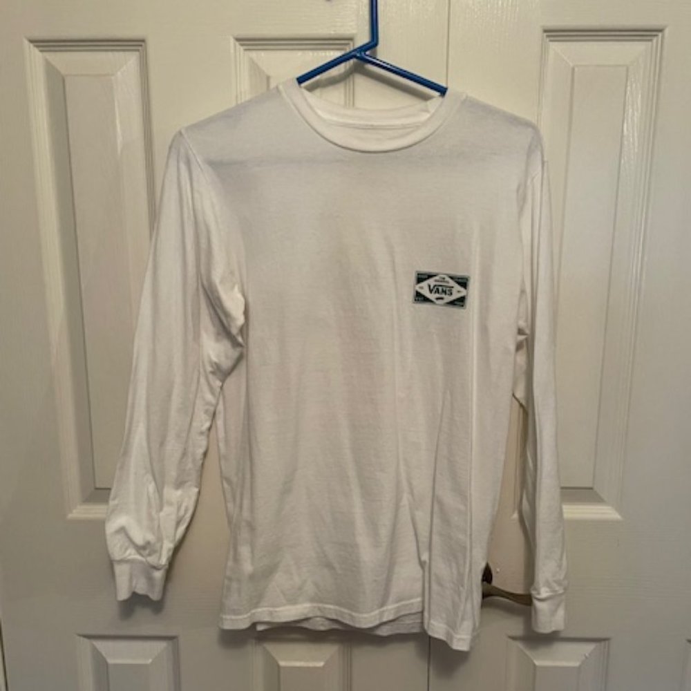 Van's Men's Long Sleeve White Graphic Tee - Size Small